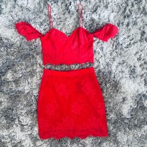 Off The Shoulder Crop Top and Skirt Set